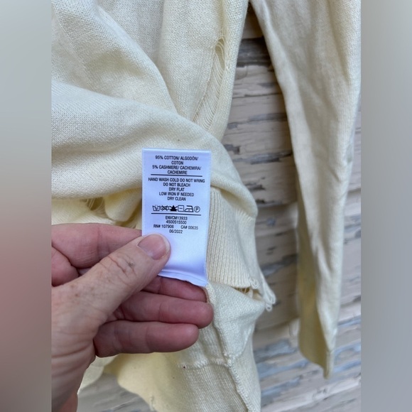 Hudson Jeans Cashmere Blend Distressed Soft Twist Back BoHo Pullover Sweater L - Picture 15 of 16